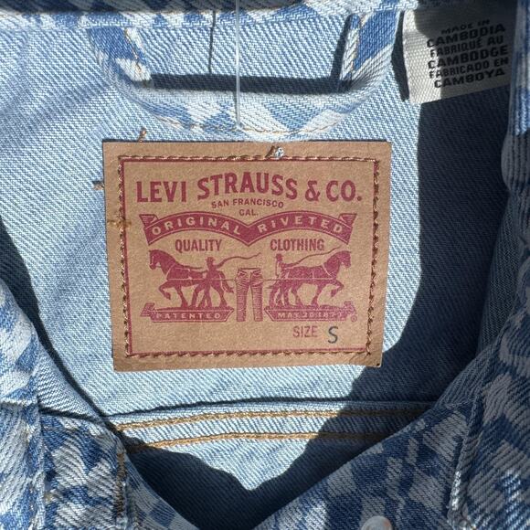 Levis Trucker Jacket Womens Small Denim Button Up Checkered New With Tags - Picture 5 of 11